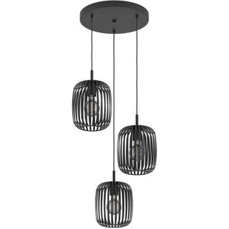 Eglo Eglo - Lampadario a Sospensione Minimal Romazzina Acciaio Nero 3 Luci E27