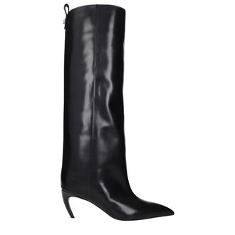 The Attico Black Leather High Heel Womens Boots