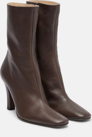 The Row Mona leather ankle boots