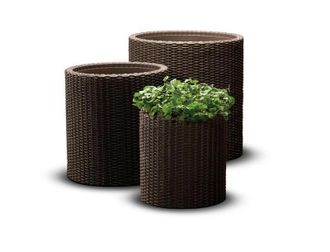 Keter Zestaw Doniczek S+m+l Cylinder Planters Whiskey Brown