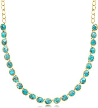 Ross-Simons Turquoise Necklace in 18kt Gold Over Sterling