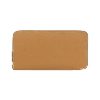 Herm&egrave;s Gold Brown Epsom Leather Silk Long Bill Wallet (Bi-Fold) (Pre-Owned)