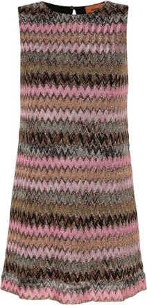 Missoni zigzag lurex minidress - women - Viscose/Polyamide/Polyamide/Spandex/Elastane/Metallic Fibre - 36 - Black