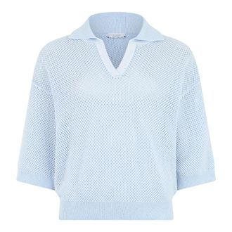 PESERICO Peserico, Polo Shirts, female, Blue, Size: L Cotton Polo Sweater