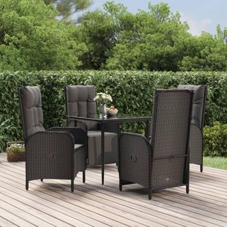 vidaXL Set De Muebles Jard&iacute;n 5 Pzas Con Cojines Rat&aacute;n Sint&eacute;tico Negro Vidaxl