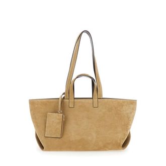 A.P.C. Tote Bag Le Drummer Suede And Smooth Leather With Beige Leather Handles For