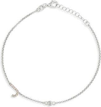 Meshmerise Diamond Initial Bezel Bracelet in White-J at Nordstrom Rack