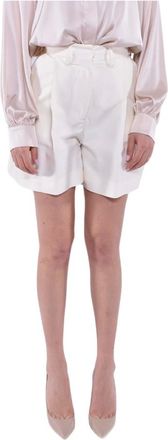 MVP Wardrobe Korte Broeken, Dames, Wit, S, Katoen, Shorts met hoge taille en plooien