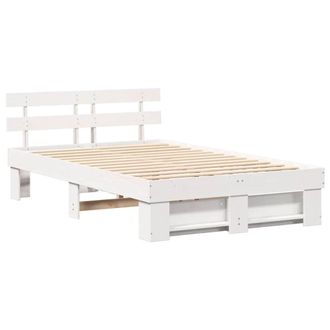 Berkfield Home with Headboard White 120 x 190 cm Solid pine wood