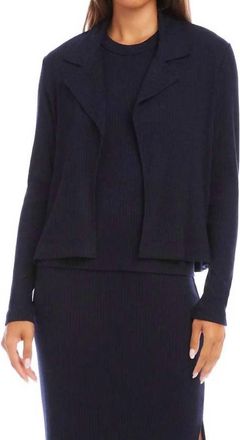 Karen Kane Risa Ribbed Jacket Cardigan In Navy