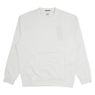 C.P. Company Sweatshirts, male, White, Size: XL Logo Patch Crewneck Sweatshirt