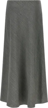 Alberta Ferretti Chevron-Textured Virgin Wool Blend Skirt - Gray