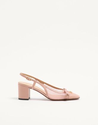 Valentino Garavani D&eacute;collet&eacute; Slingback Valet Du Roi In Rete E Capretto 60Mm Donna ROSA 35.5