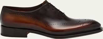 Santoni Mens Kaj Bicolor Brogue Leather Oxfords