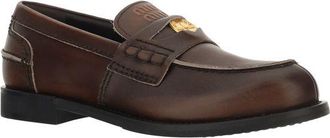 Miu Miu Womens Brown Calf Leather Bos Taurus Slip-On Loafers