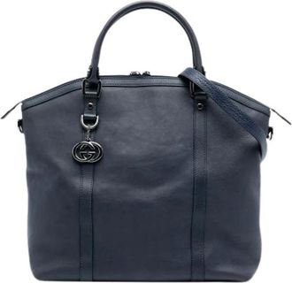 Gucci Pre-owned Satchel - Dames - Vintage Shopper - Blauw - ONE Size - Leer - Vintage