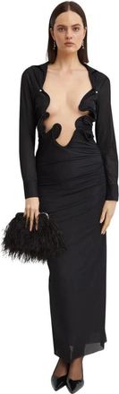 CHRISTOPHER ESBER Zwarte Wave Overhemdjurk - Dames - Feestkleedjes - Zwart - S - Nylon - Kleedjes