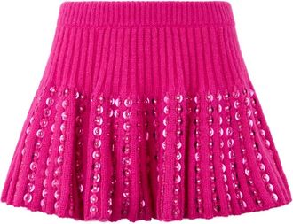 Valentino Garavani Geribbeld Paillet Mini Rok - Dames - Korte rokken - Roze - M - Wol - Rokken