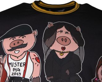 Dolce & Gabbana Pig Family Print T-Shirt - Black