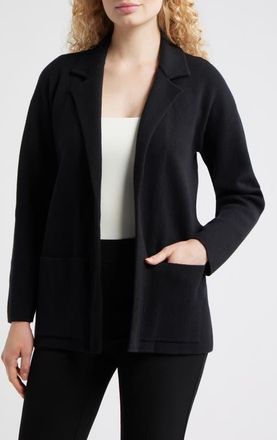 Anne Klein Open Front Knit Blazer in Anne Black at Nordstrom, Size X-Large