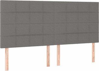 vidaXL Cabecero Con Luces Led Tela Gris Oscuro 180x5x118/128 Cm Vidaxl