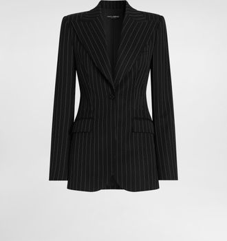 Dolce & Gabbana Turlington Single-breasted Jacket In Pinstripe Wool - Woman Blazers Multicolor 36