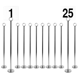 Argon Tableware Table Numbers with 46cm Holders - 46cm - Silver - Pack of 25