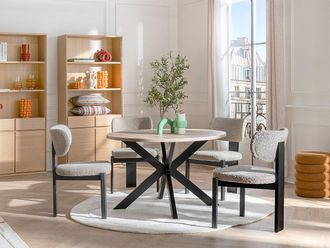 Vente-Unique Tavolo da pranzo 4 coperti MDF e Metallo Rovere e Nero - TILKI