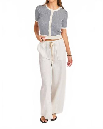 Sadie & Sage Mavi Stripe Cardigan In Ivory Navy