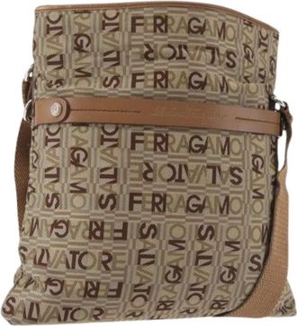 Ferragamo Pre-owned Canvas Schoudertas - Dames - Vintage Schoudertas - Bruin - ONE Size - Vintage