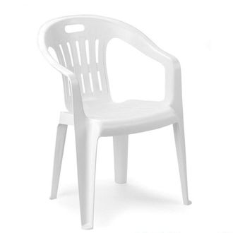 Trade Shop Trade Shop - Set 4pz Sedia Da Giardino Bianca Poltrona In Plastica Monoblocco Con Braccioli 862401