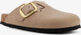 Birkenstock Womens Sandals Boston Suede Grey Leather