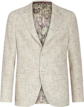 Etro Grijze Boucl&eacute; Blazer - Heren - Blazers - Grijs - 3XL - Katoen - Jassen