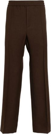 Gucci Stripe Detail Katoenen Broek - Heren - Straight fit broeken - Bruin - L - Katoen - Broeken