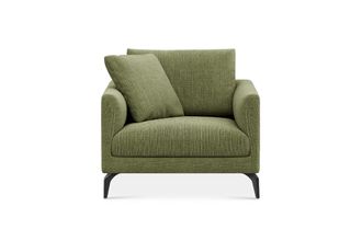 Castlery Lena Armchair Customized, (Washed Chenille) Moss (Matte Black Legs), Machine Washable, Removable Covers for Women