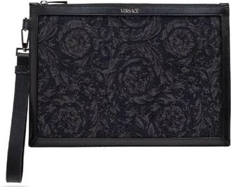 Versace Barocco Print Leather Pouch