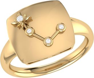 LuvMyJewelry Aries Diamond Signet Ring in Sterling Silver