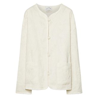 Forte_Forte Light Jackets, female, Beige, Size: S Iris Velvet Embroidery Wool Tweed Blouson