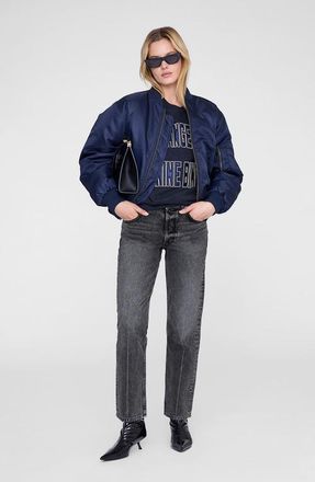 Anine Bing Harry Shrunken LA Sweatshirt in Vintage Black at Nordstrom, Size X-Small