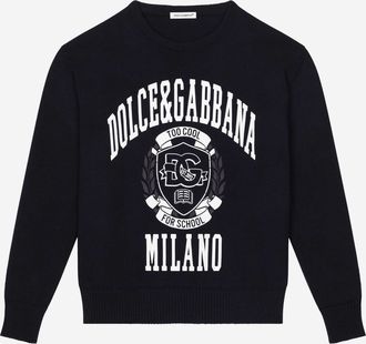 Dolce & Gabbana Boys Milano Logo Sweatshirt in Navy - Blue - Size 10Y
