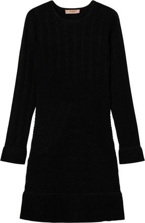 Twinset Elegante Zwarte Midi Jurk - Dames - Casual kleedjes - Zwart - M - Nylon - Kleedjes