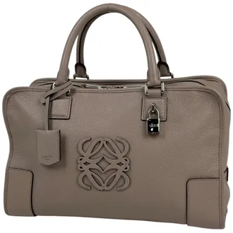 Loewe Amazona Grayish Leather Boston Bag (Pre-Owned)