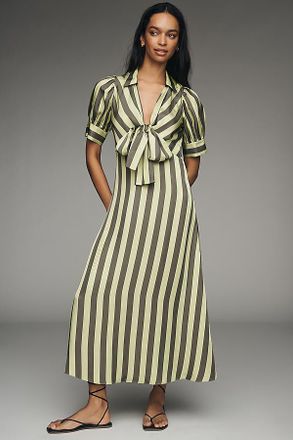 Hunter Bell Iris Short-Sleeve Tie-Front Midi Dress