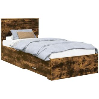 vidaXL Bed Frame with Headboard Smoked Oak 90 x 190 cm Engineered Wood vidaXL