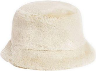 Apparis Amara Pluche Faux Fur Bucket Hat in Latte at Nordstrom