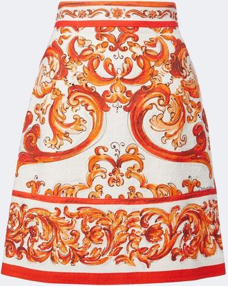Dolce & Gabbana Majolica cotton and linen-blend miniskirt