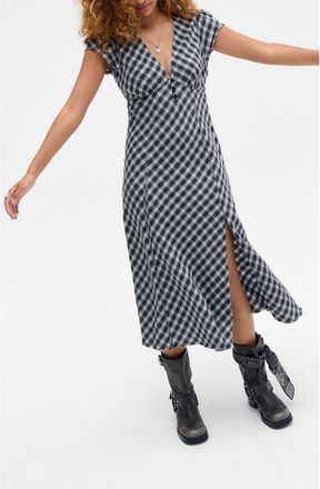 BDG Jolene Gingham Midi Dress in Grey Check at Nordstrom, Size X-Large