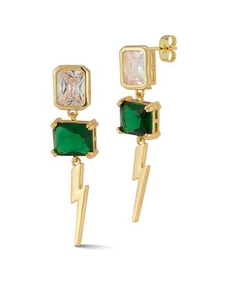 Chloe and Madison Chloe And Madison Plated Cz Lighting Bolt Earrings
