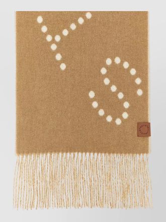 Stella McCartney logo scarf polka dots fringe detail