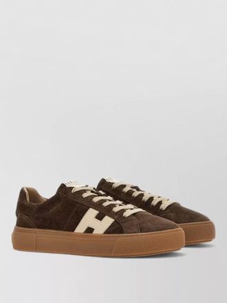 Hogan sneakers round toe rubber sole suede upper